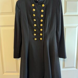Vintage Ralph Lauren Black Military Coat Dress | Made in the USA |